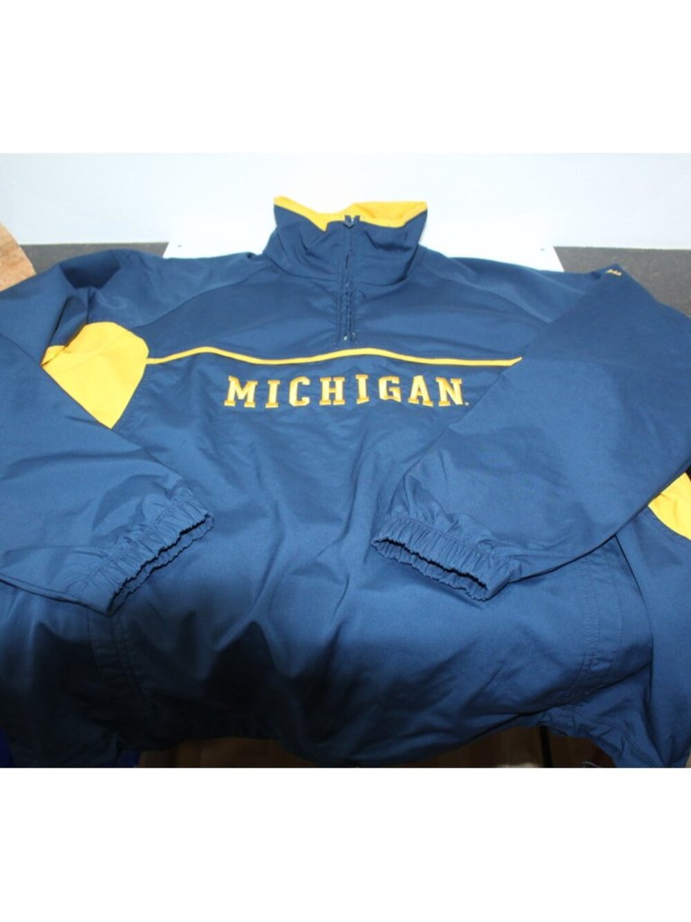 Vintage Columbia Warm Up Jacket Jersey Lined 1/4 Zip Michigan Embroidered Logo L - Picture 1 of 12